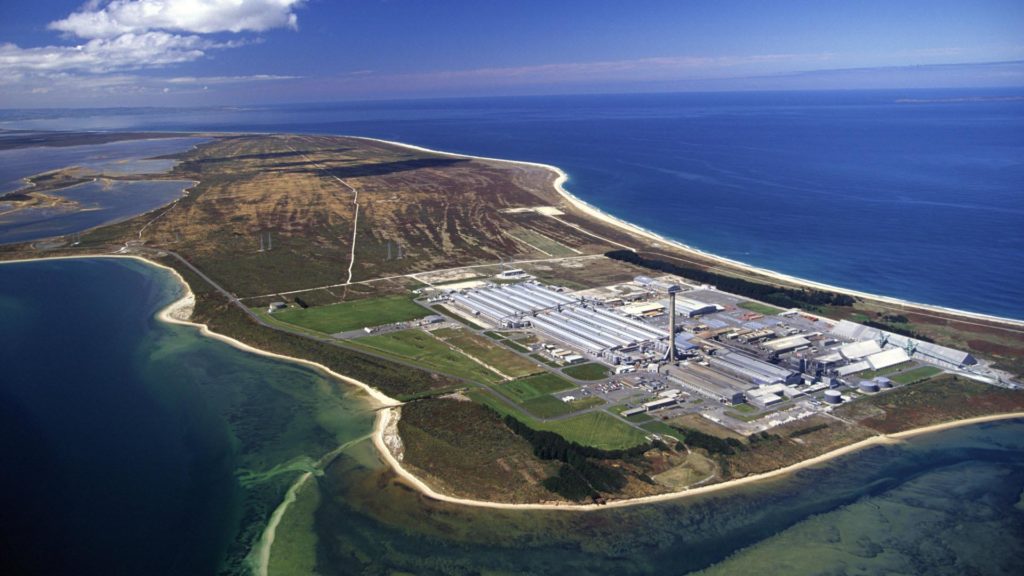 Tiwai Point Aluminum Smelter, the possible location for green hydrogen production in Southland, NZ.