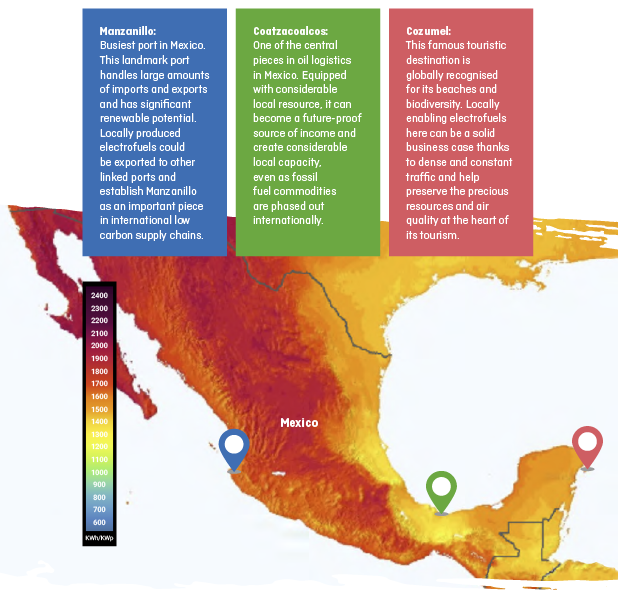 Mexico's key ports are well positioned on global shipping routes and adjacent to significant renewable energy resources.