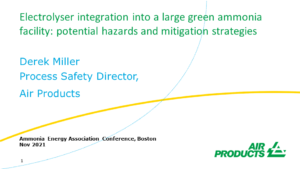 Electrolyser integration into a large green ammonia facility: potential hazards and mitigation strategies