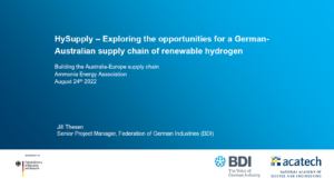HySupply – Exploring the opportunities for a German-Australia supply chain for hydrogen from renewables