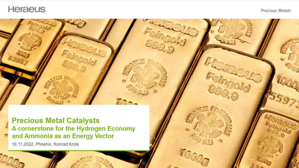 Precious metals catalysts - a cornerstone for the hydrogen economy and ammonia as an energy vector