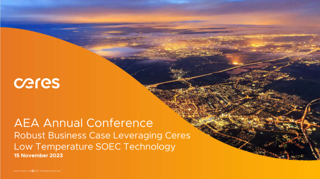Robust Business Case Leveraging Ceres Low Temperature SOEC Technology