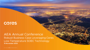 Robust Business Case Leveraging Ceres Low Temperature SOEC Technology