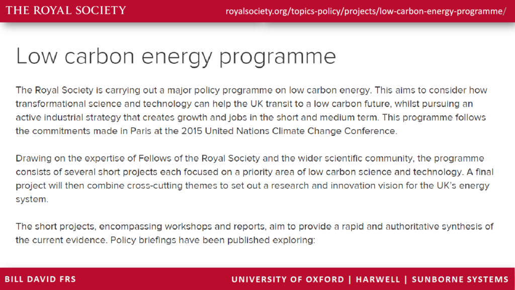 Low-carbon energy programme in the UK
