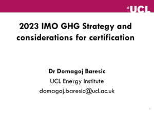 2023 IMO GHG Strategy and considerations for certification