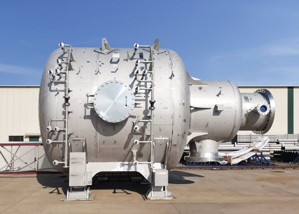 BUTTING’s new SCR unit for mitigating NOx emissions from marine ammonia engines. Source: MAN ES LinkedIn.