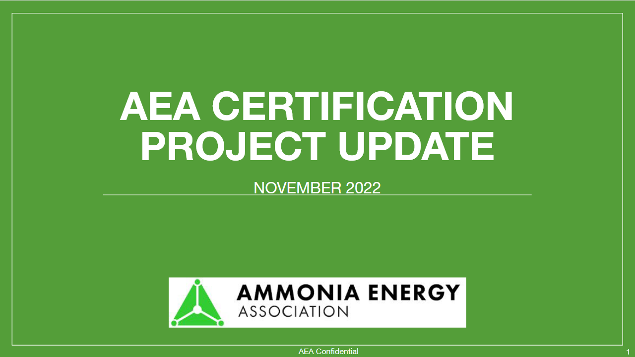 AEA Certification Project Update 2022