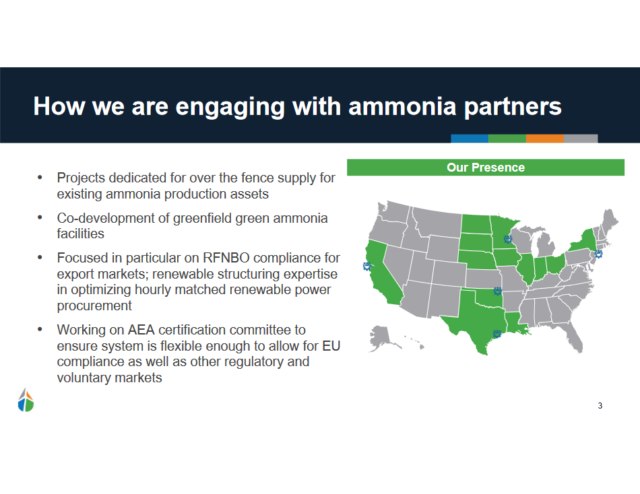Ambient Fuels’ engagement with ammonia partners in the USA.