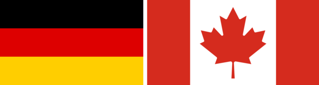 Canadian and German flags.
