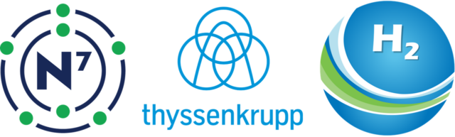 (left to right) N7, thyssenkrupp Uhde and Clean Hydrogen Works logos