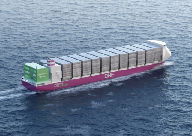 ONE and Nihon Shipyard’s 3,500 TEU, ammonia-fueled container vessel design.