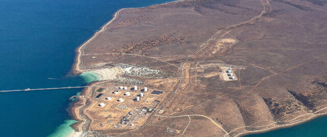 Aerial view of Port Bonython, South Australia.