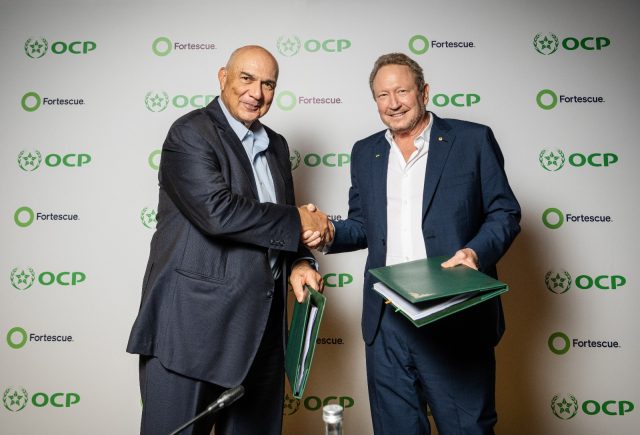 Mostafa Terrab, Chairman and CEO of OCP Group (left) and Andrew Forrest, Fortescue Executive Chair and Founder (right).