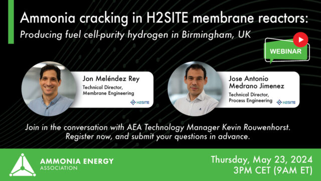 Ammonia cracking in H2SITE membrane reactors: producing fuel cell-purity hydrogen in Birmingham, UK