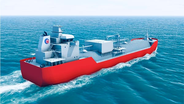 Graphic visualisation of a 10,000m<sup>3</sup> class coastal ammonia carrier.
