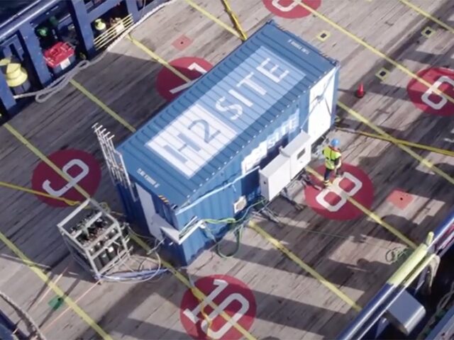 H2SITE’s containerised, onboard ammonia cracking technology deployed on the Bertha B vessel for operational tests.