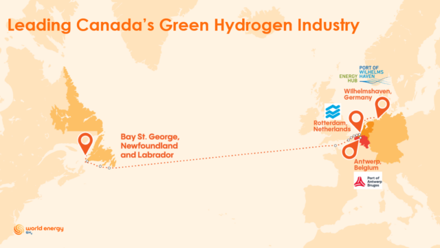 The Canada-Europe hydrogen export Corridor.