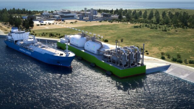 A floating ammonia cracker barge design, developed by Höegh LNG.