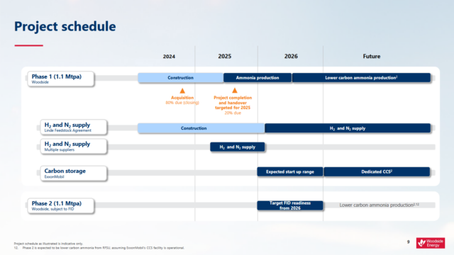 Schedule of the Beaumont project.