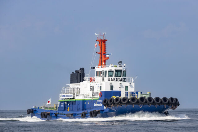 The ammonia-fueled Sakigake tugboat.