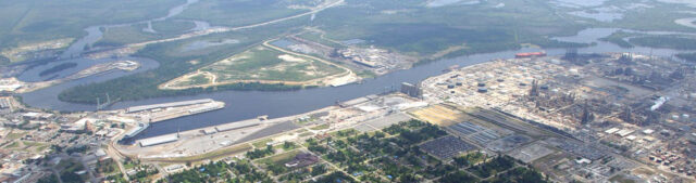 Aerial view of the Port of Beaumont in Texas.