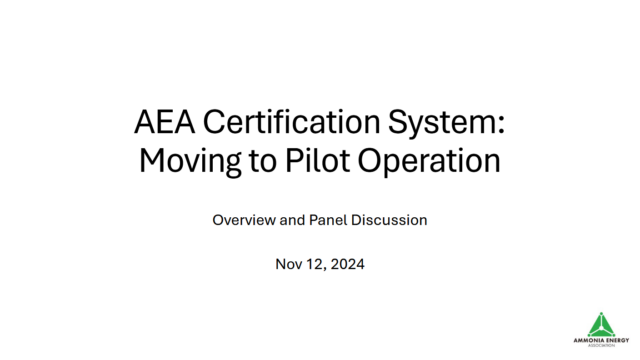 AEA Certification System: Moving to Pilot Operation