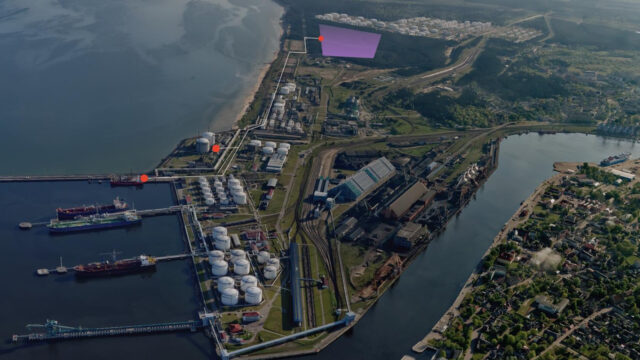 PurpleGreen’s under-development renewable ammonia production plant at the Port of Ventspils, Latvia (shown in purple).