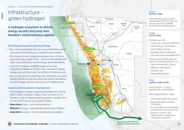 Three regions on Namibia’s coast have been earmarked for development as ‘green hydrogen’ clusters.