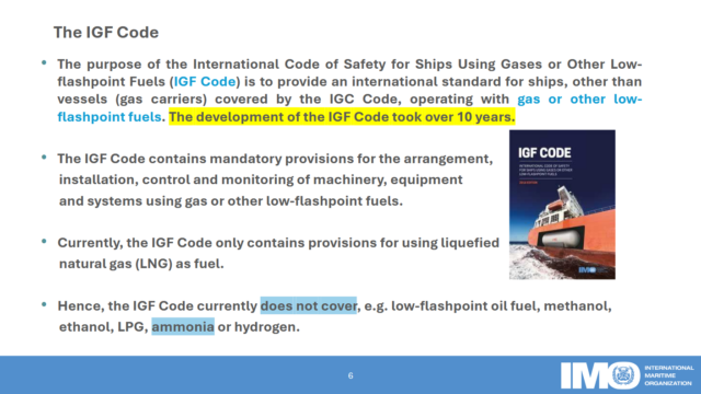 The IGF Code and updates required for new alternative fuels.