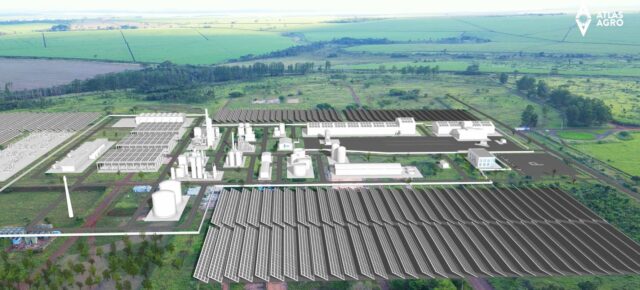 Graphic visualisation Atlas Agro’s planned renewable fertilizer plant in Brazil.