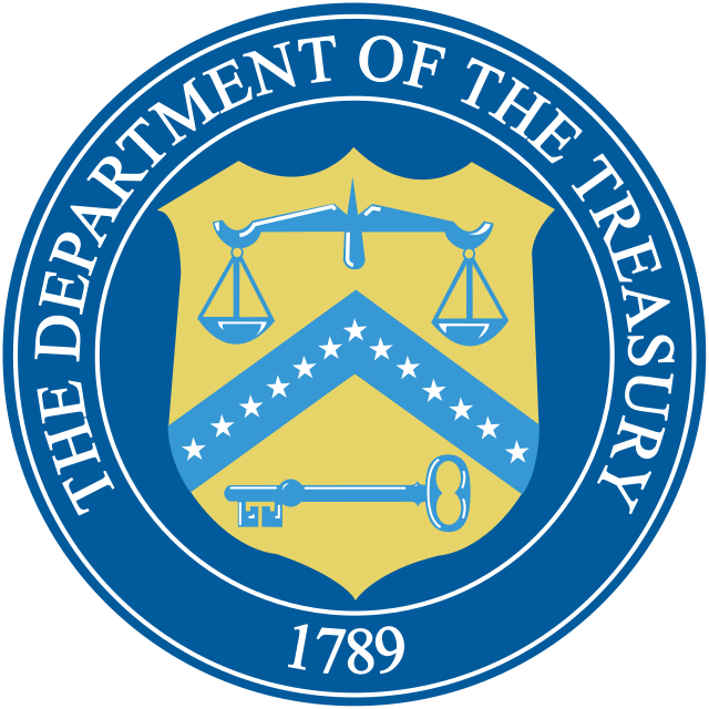 The US Department of the Treasury logo.