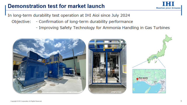 Progress on IHI’s 2 MW, ammonia-fired gas turbine.