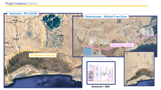 Location of the SalalaH2 project, including key infrastructure.