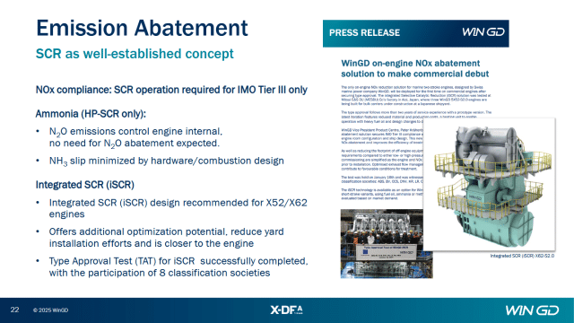 SCR emission abatement options for ammonia engines.