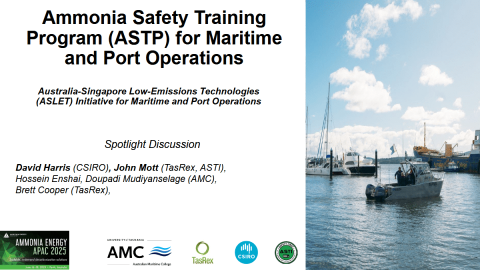 Ammonia Safety Training Program (ASTP) for maritime and port operations
