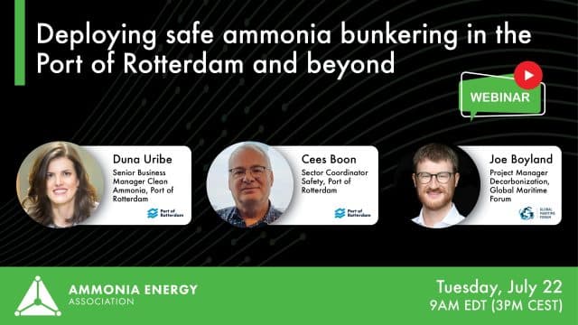 Deploying safe ammonia bunkering in the Port of Rotterdam and beyond