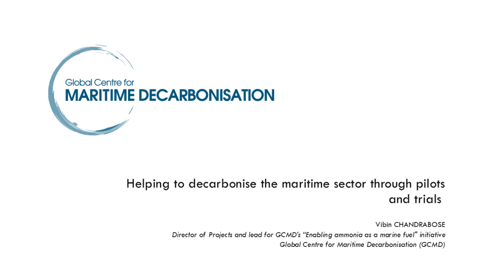 Helping to decarbonise the maritime sector through pilots and trials