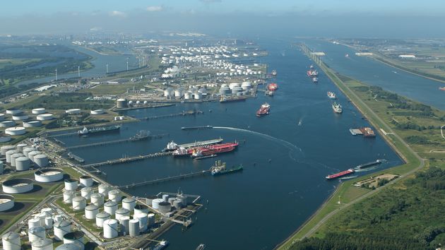 Aerial view of the Port of Rotterdam.